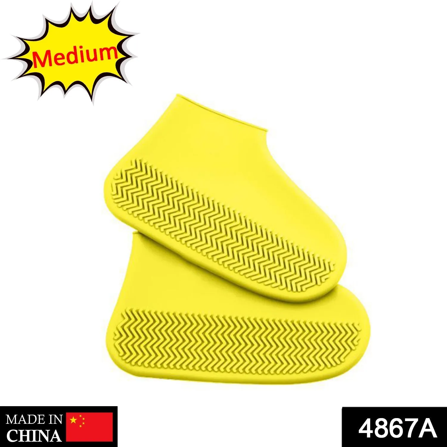 4867A NON-SLIP SILICONE RAIN REUSABLE ANTI SKID WATERPROOF FORDABLE BOOT SHOE COVER (MEDIUM/ Mix Color)