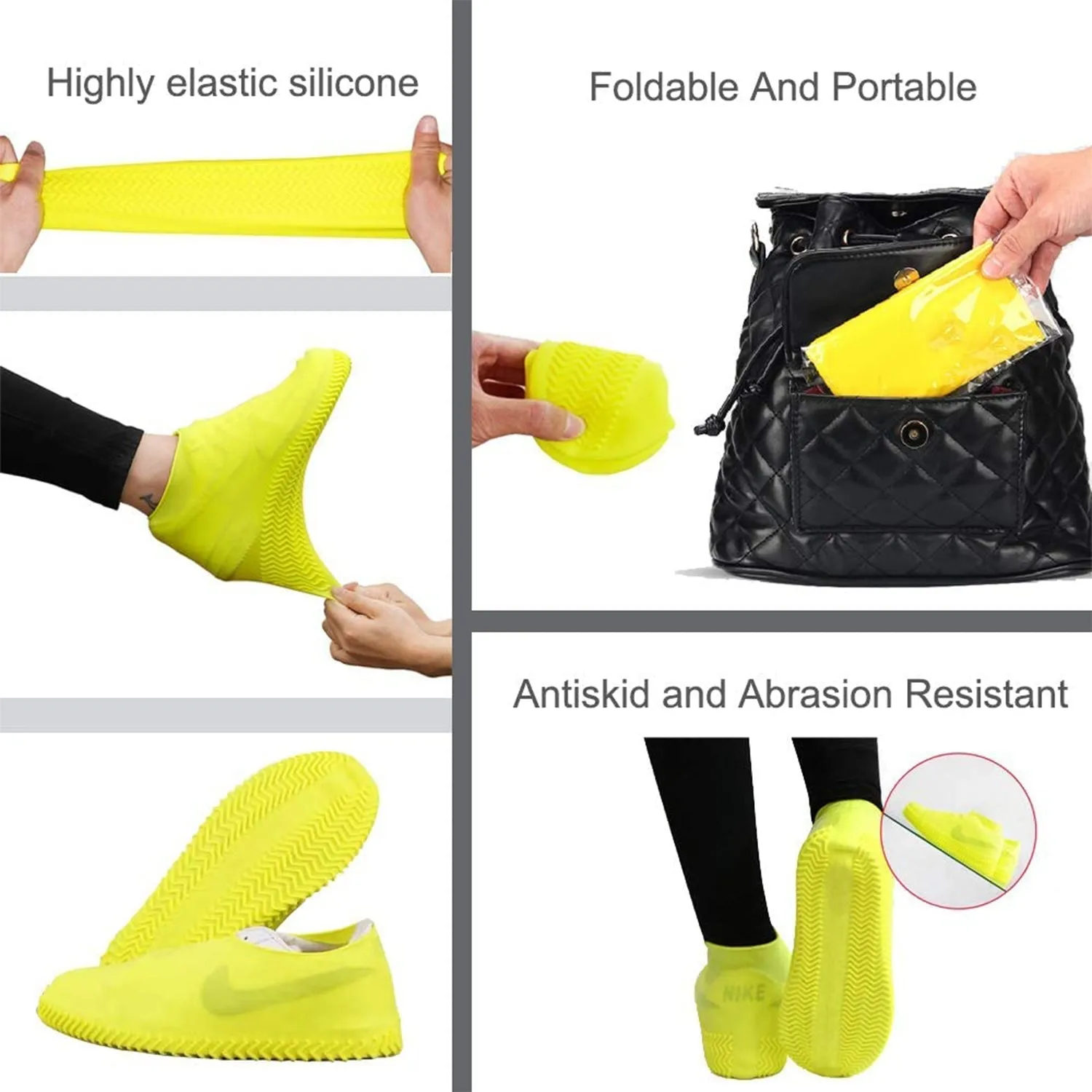 4867A NON-SLIP SILICONE RAIN REUSABLE ANTI SKID WATERPROOF FORDABLE BOOT SHOE COVER (MEDIUM/ Mix Color)