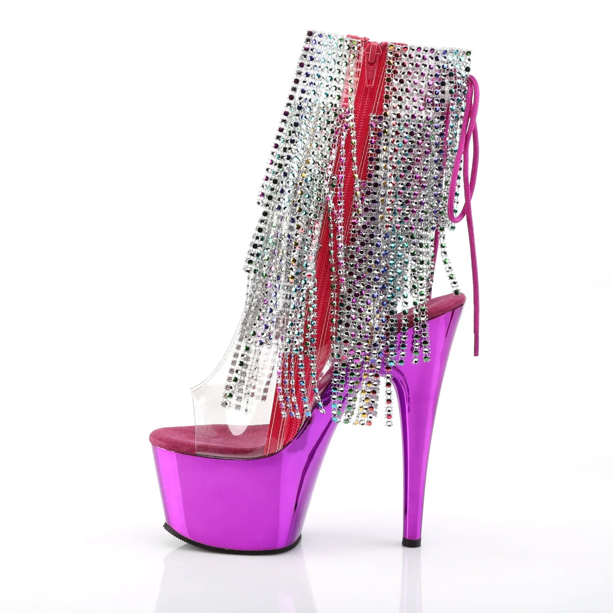 ADORE-1017RSF Pleaser Clear/Fuchsia Sexy Platform Shoes (Pole Dancing Heels)
