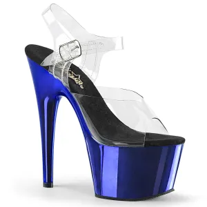 ADORE-708 Pleaser Clear/Blue Sexy Platform Shoes (Pole Dancing Heels)