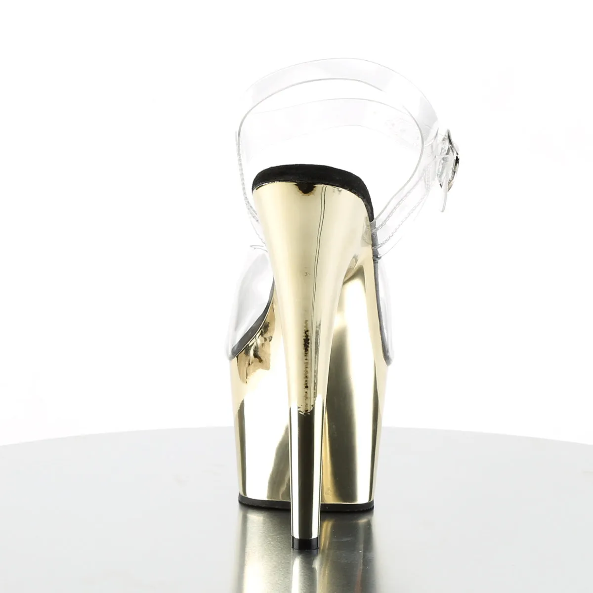 ADORE-708 Pleaser Clear/Gold Chrome Sexy Platform Shoes (Pole Dancing Heels)