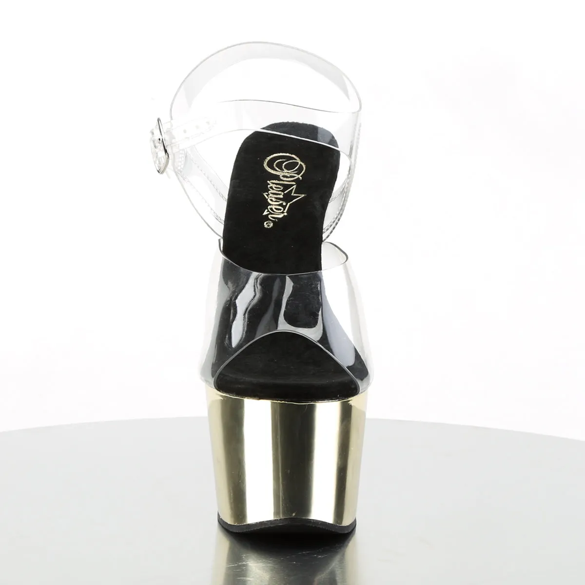ADORE-708 Pleaser Clear/Gold Chrome Sexy Platform Shoes (Pole Dancing Heels)