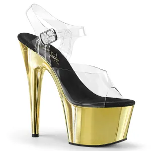 ADORE-708 Pleaser Clear/Gold Chrome Sexy Platform Shoes (Pole Dancing Heels)