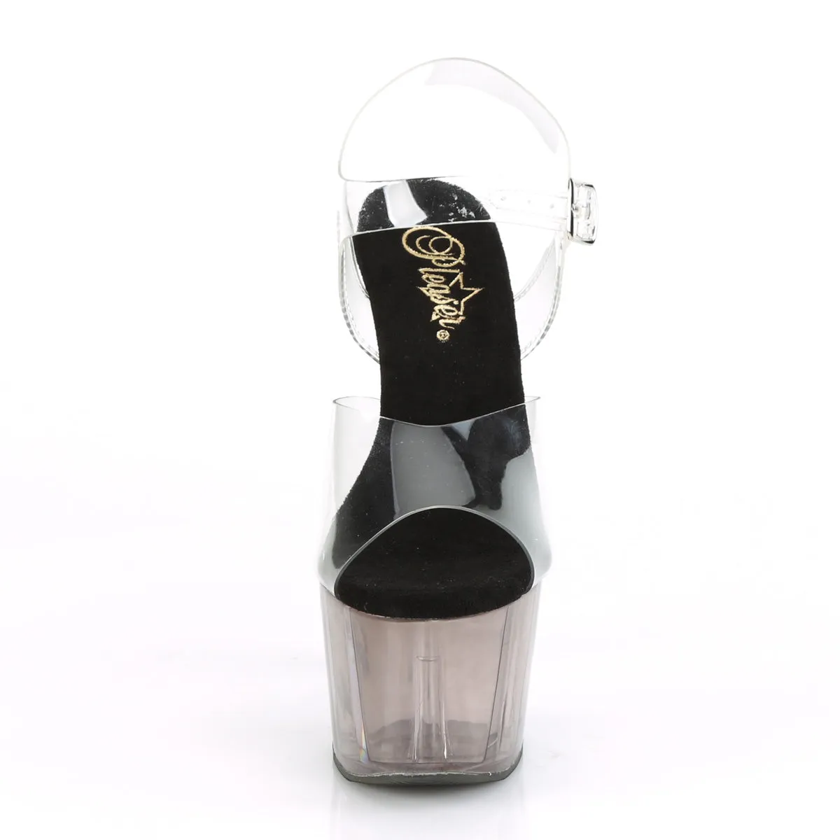 ADORE-708T Pleaser Clear/Smoke Tinted Sexy Platform Shoes (Pole Dancing Heels)