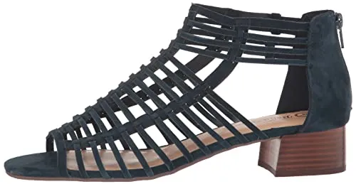 Bella Vita Women's Holden Block Heel Heeled Sandal, Navy Suede Leather, 7 Wide