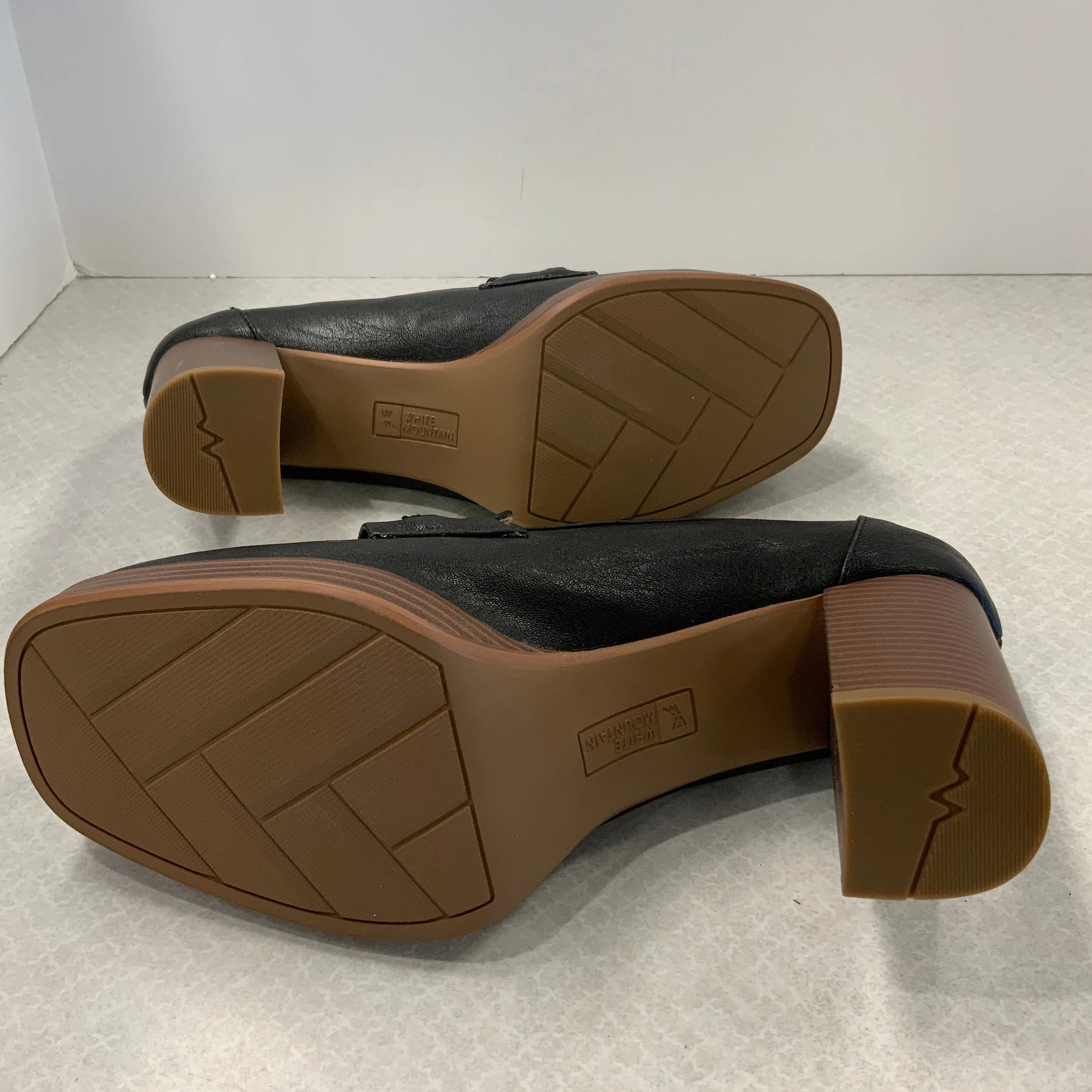 Black Shoes Heels Block White Mountain, Size 11