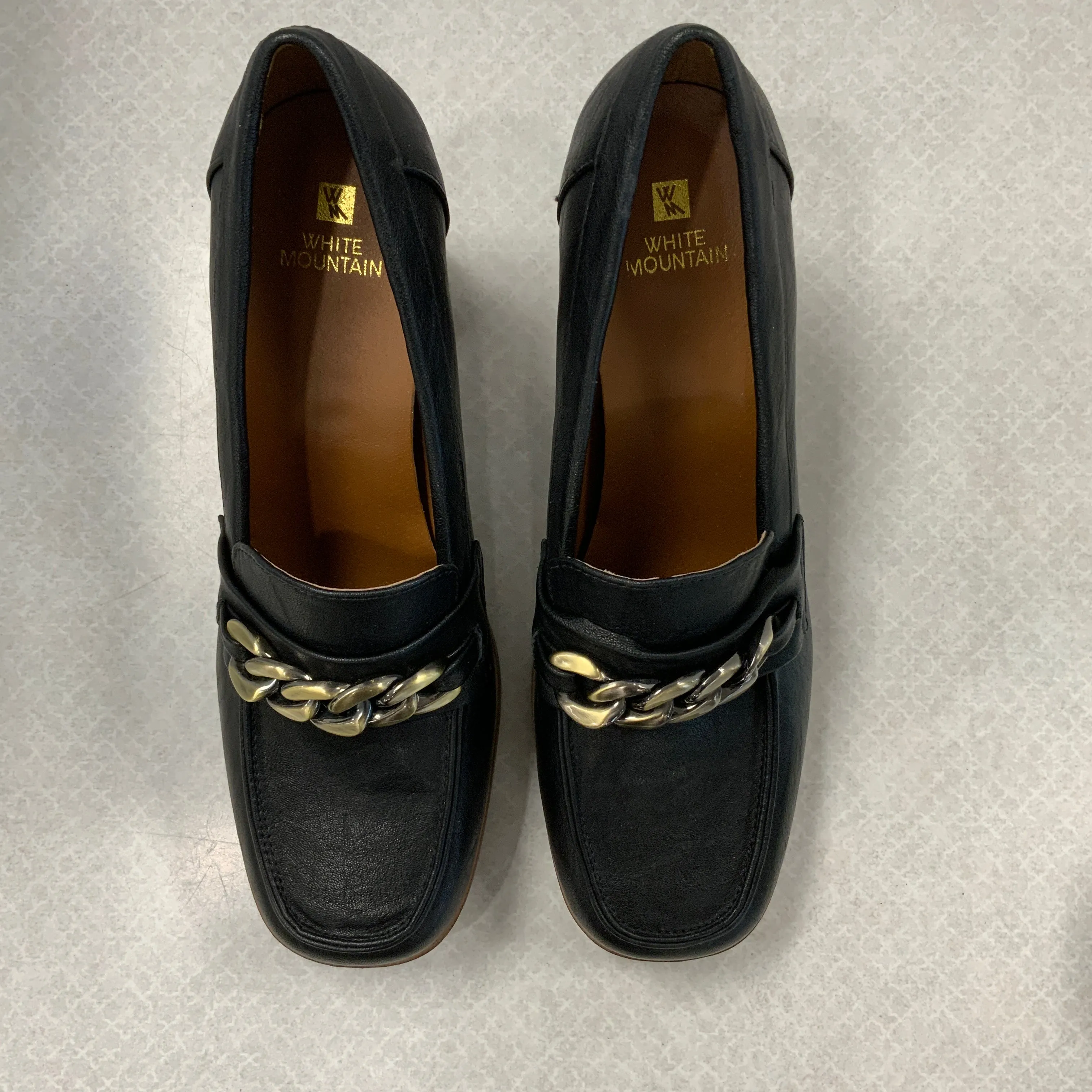 Black Shoes Heels Block White Mountain, Size 11