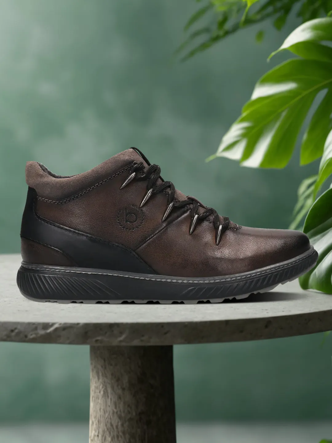 bugatti Dark Grey Premium Leather Sneakers