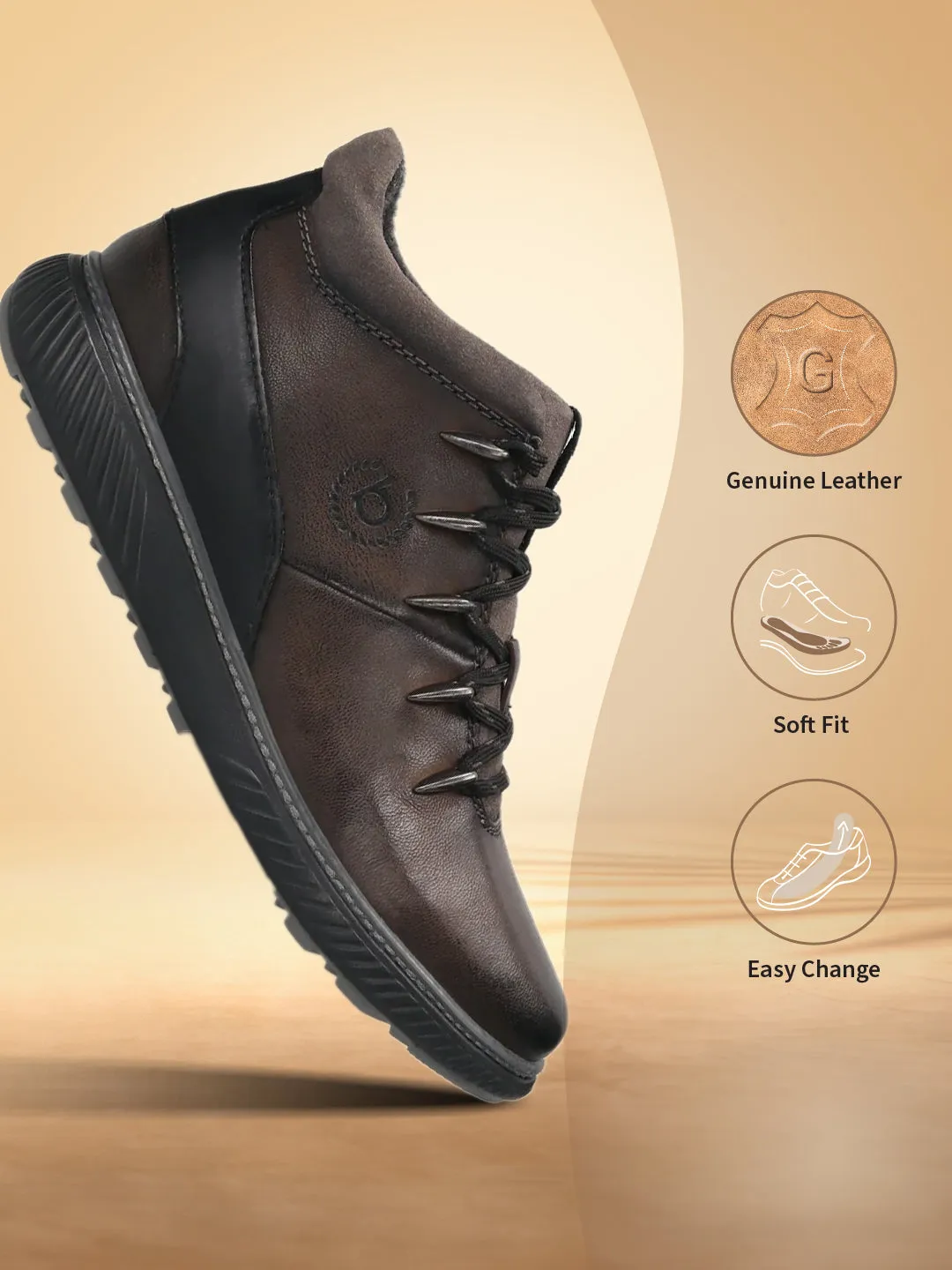 bugatti Dark Grey Premium Leather Sneakers