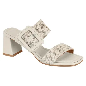 Creme Slide Block Heels