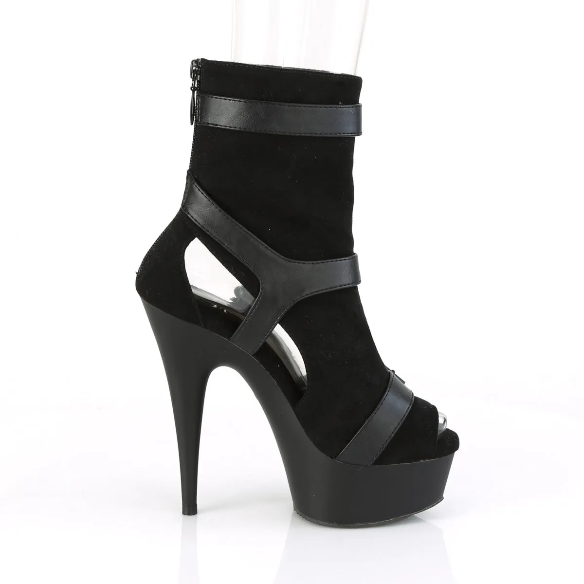 DELIGHT-1037 Pleaser Black Faux Suede Sexy Platform Shoes (Pole Dancing Heels)