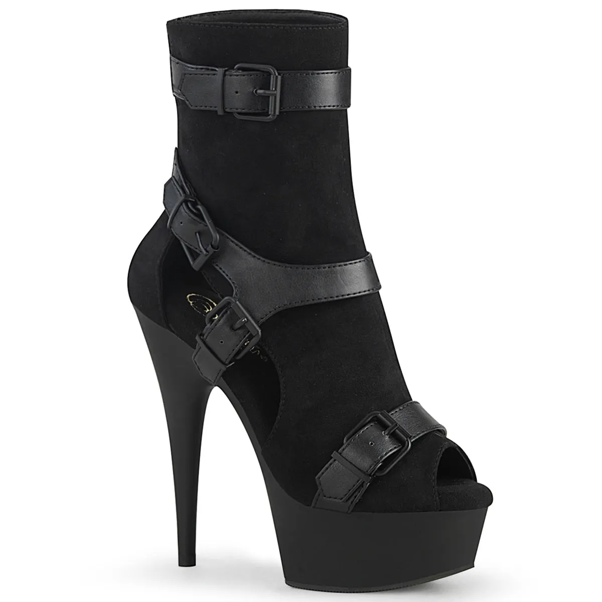 DELIGHT-1037 Pleaser Black Faux Suede Sexy Platform Shoes (Pole Dancing Heels)