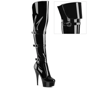 DELIGHT-3018 Pleaser Black Patent Sexy Platform Shoes (Pole Dancing Heels)
