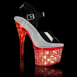 DISCOLITE-708FLP Pleaser Clear/Silver Chrome Sexy Platform Shoes (Pole Dancing Heels)