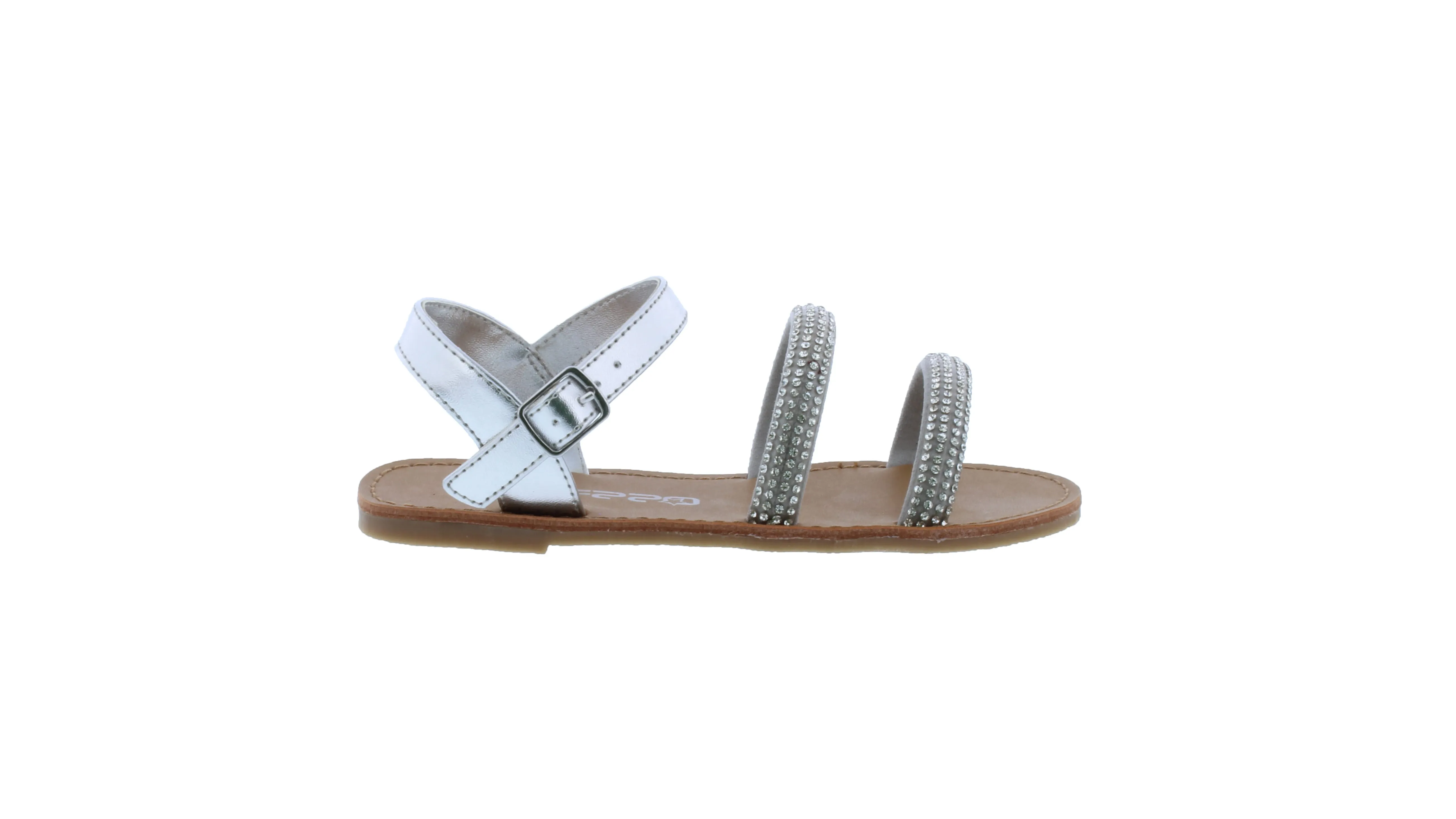 Girls Double Strap Vamp Rhinestone Sandal