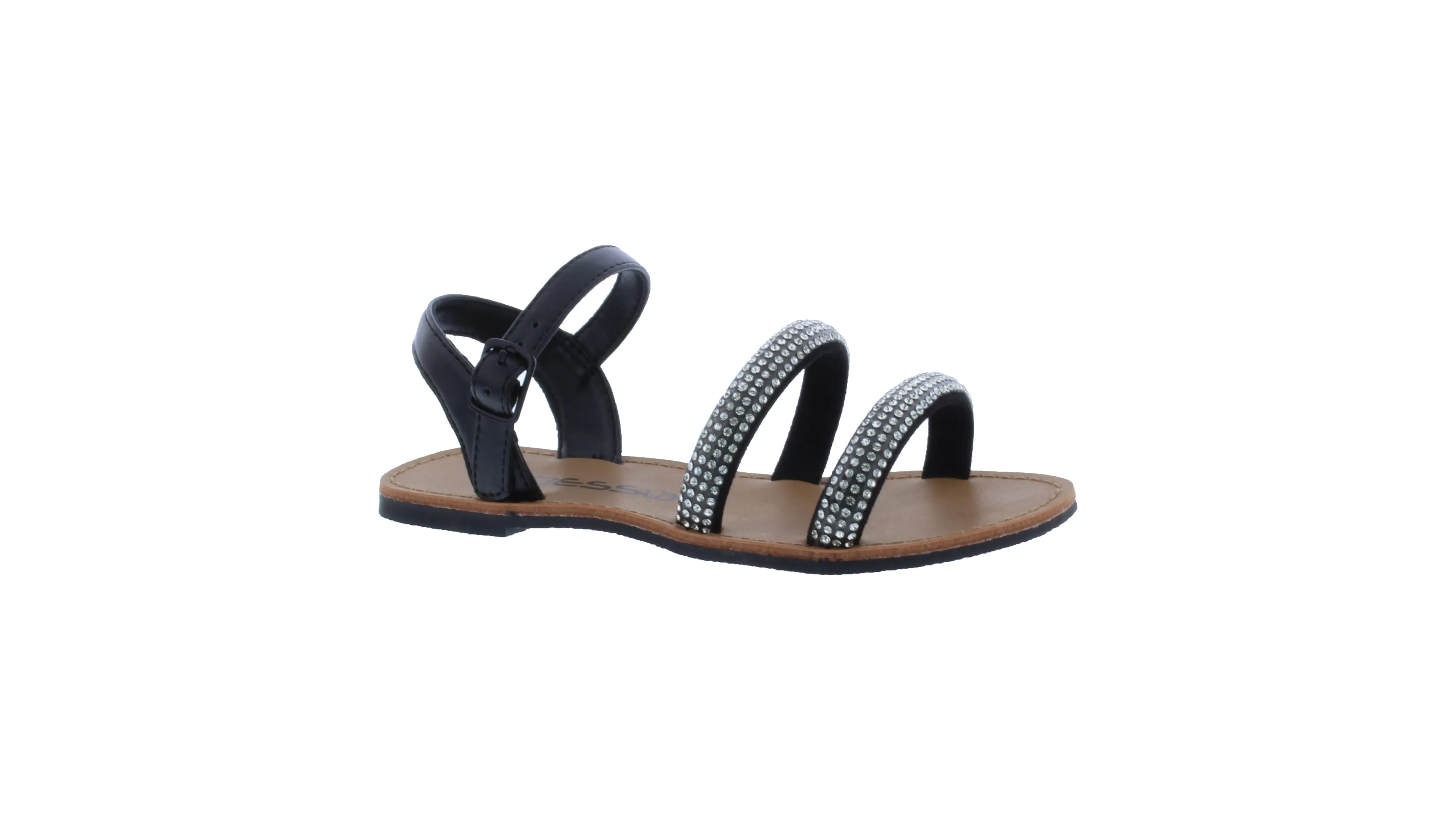 Girls Double Strap Vamp Rhinestone Sandal