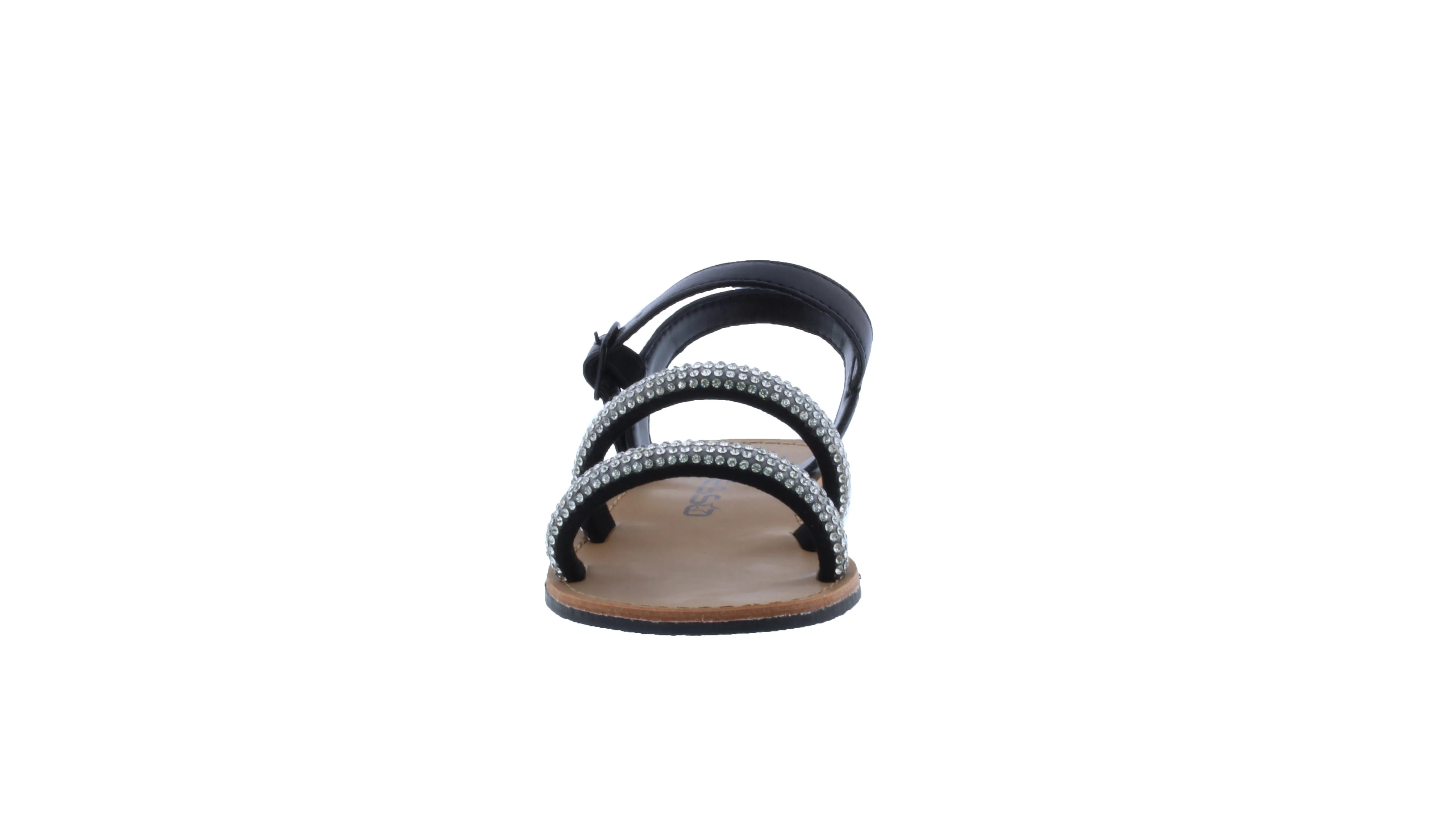 Girls Double Strap Vamp Rhinestone Sandal