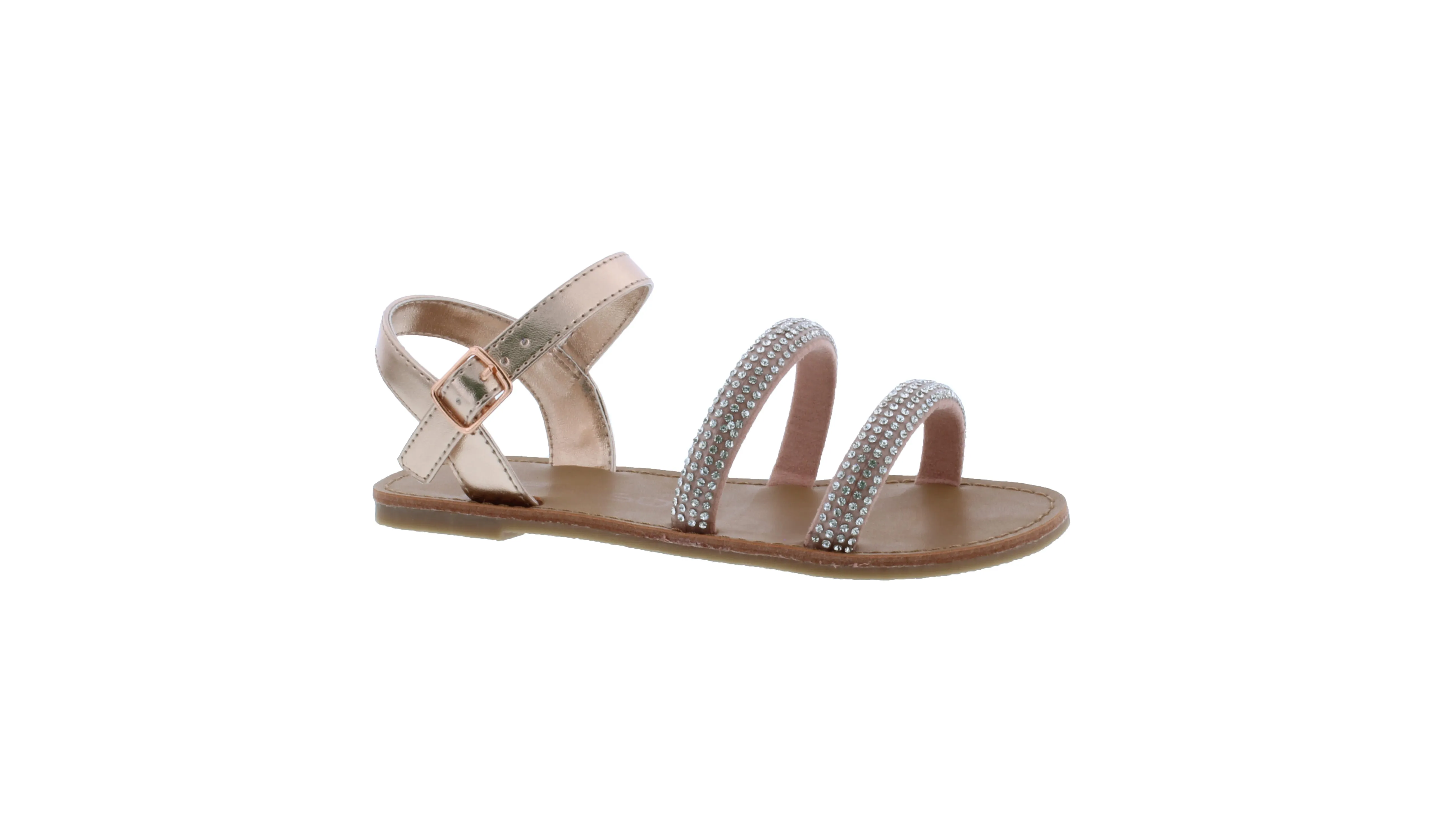 Girls Double Strap Vamp Rhinestone Sandal