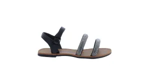 Girls Double Strap Vamp Rhinestone Sandal