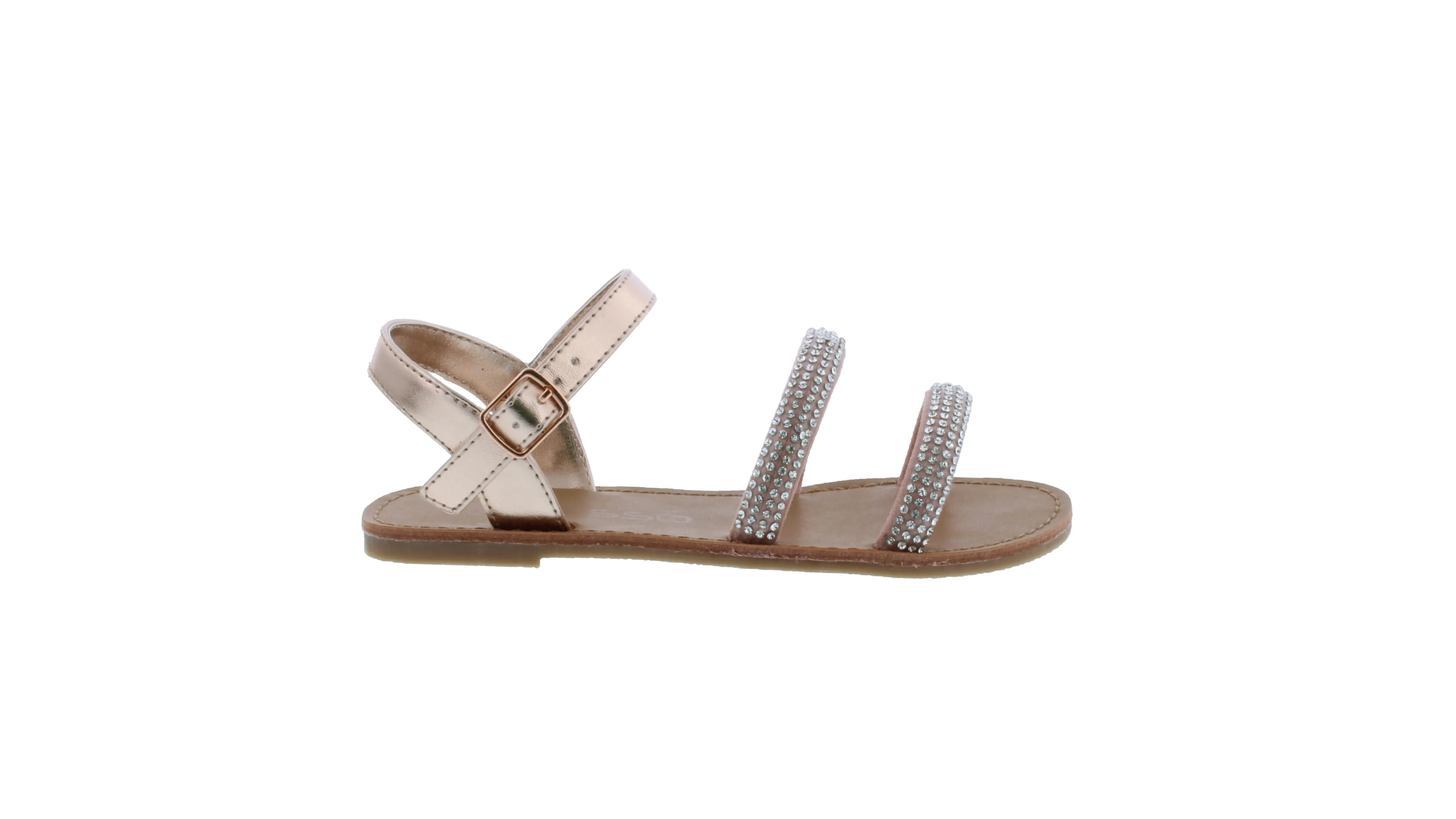 Girls Double Strap Vamp Rhinestone Sandal