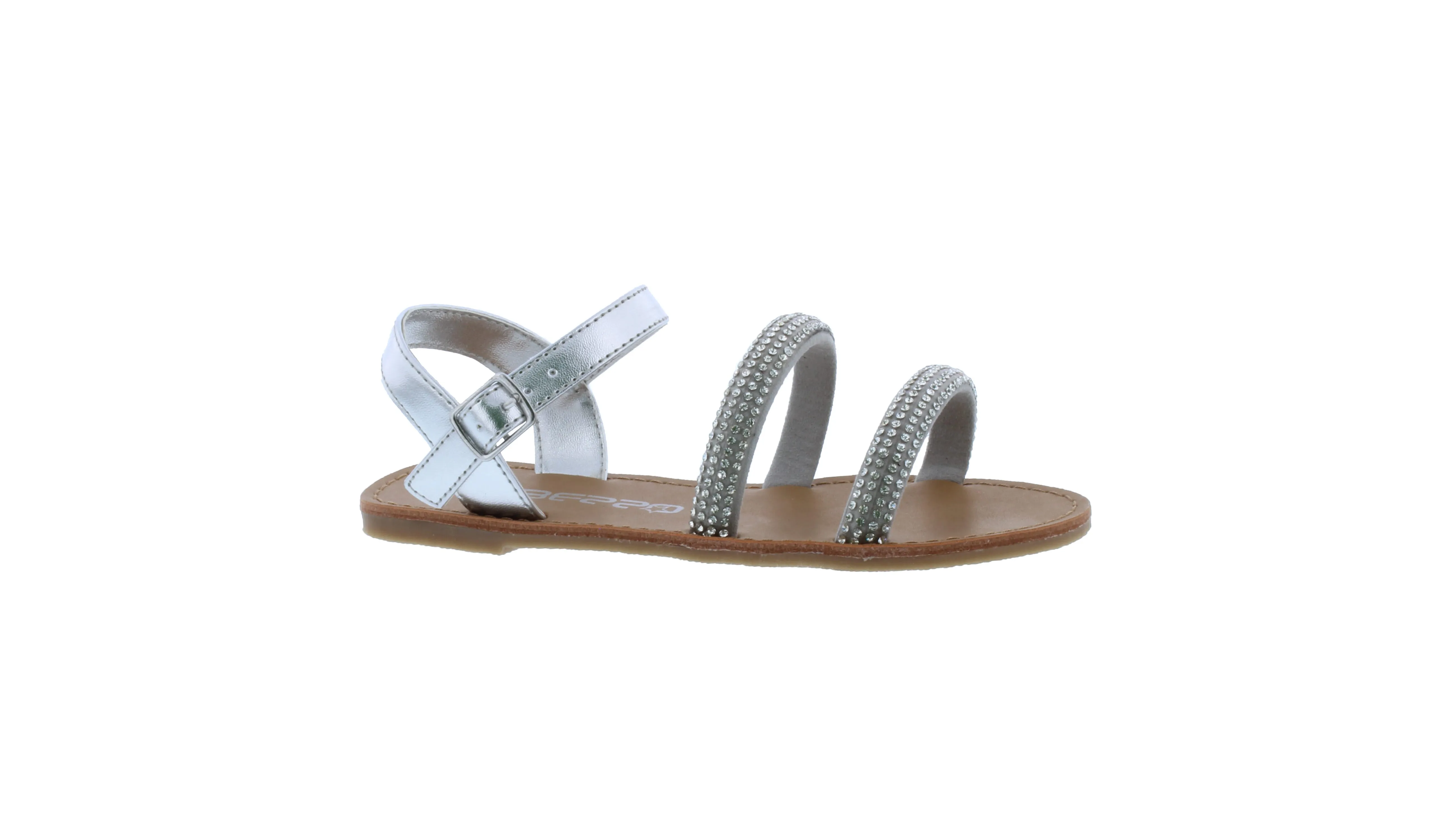 Girls Double Strap Vamp Rhinestone Sandal