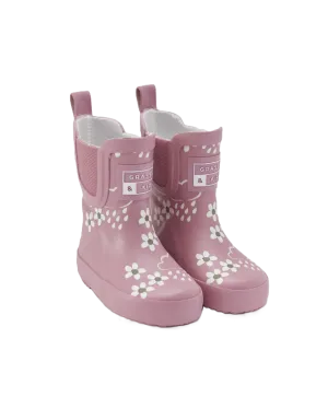 Grass & Air Kids Floral Short Colour Changing Wellie Pink