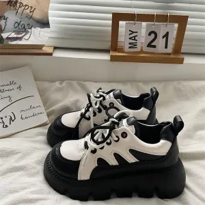 JOSKAA   - Platform Sneakers Women Cacual Shoes Spring Autumn Student Shoes Black White Female Shoes Trendy Dad Shoes