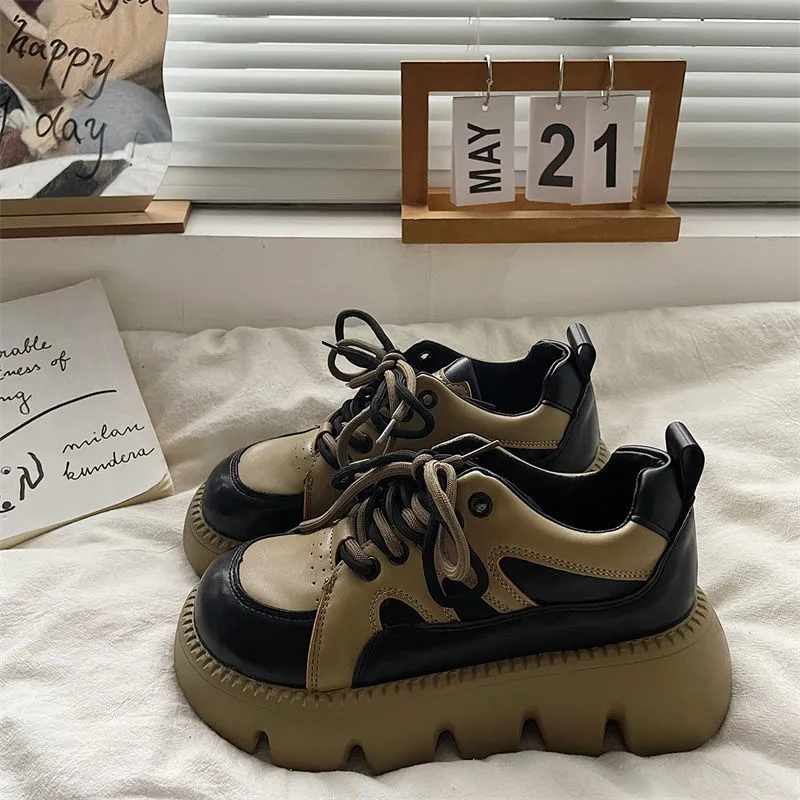 JOSKAA   - Platform Sneakers Women Cacual Shoes Spring Autumn Student Shoes Black White Female Shoes Trendy Dad Shoes