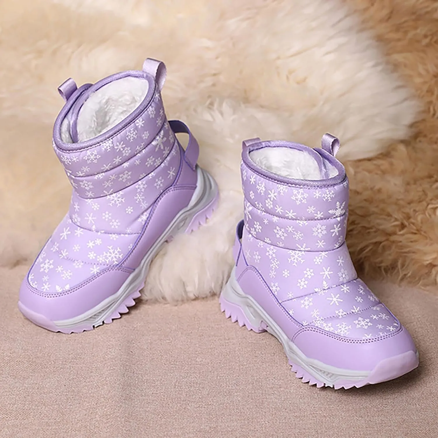 Kids Girls Insulated Fr Winter Warm Snow Boots Size 6 Boots Toddler Water Proof Shoes Girls Big Kids Snow Shoes