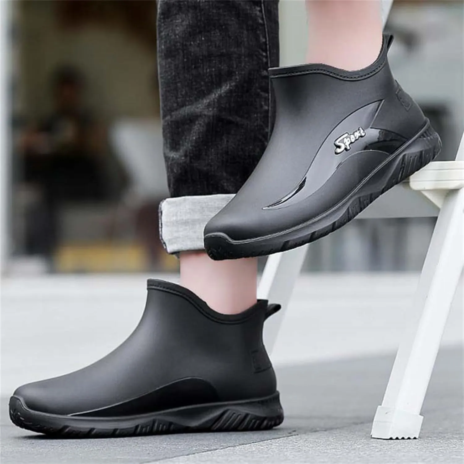 Men's Waterproof Rubber Boots Ankle Rain Boots Mud Booties Gardening Farming Camping Fishing Sports Shoes