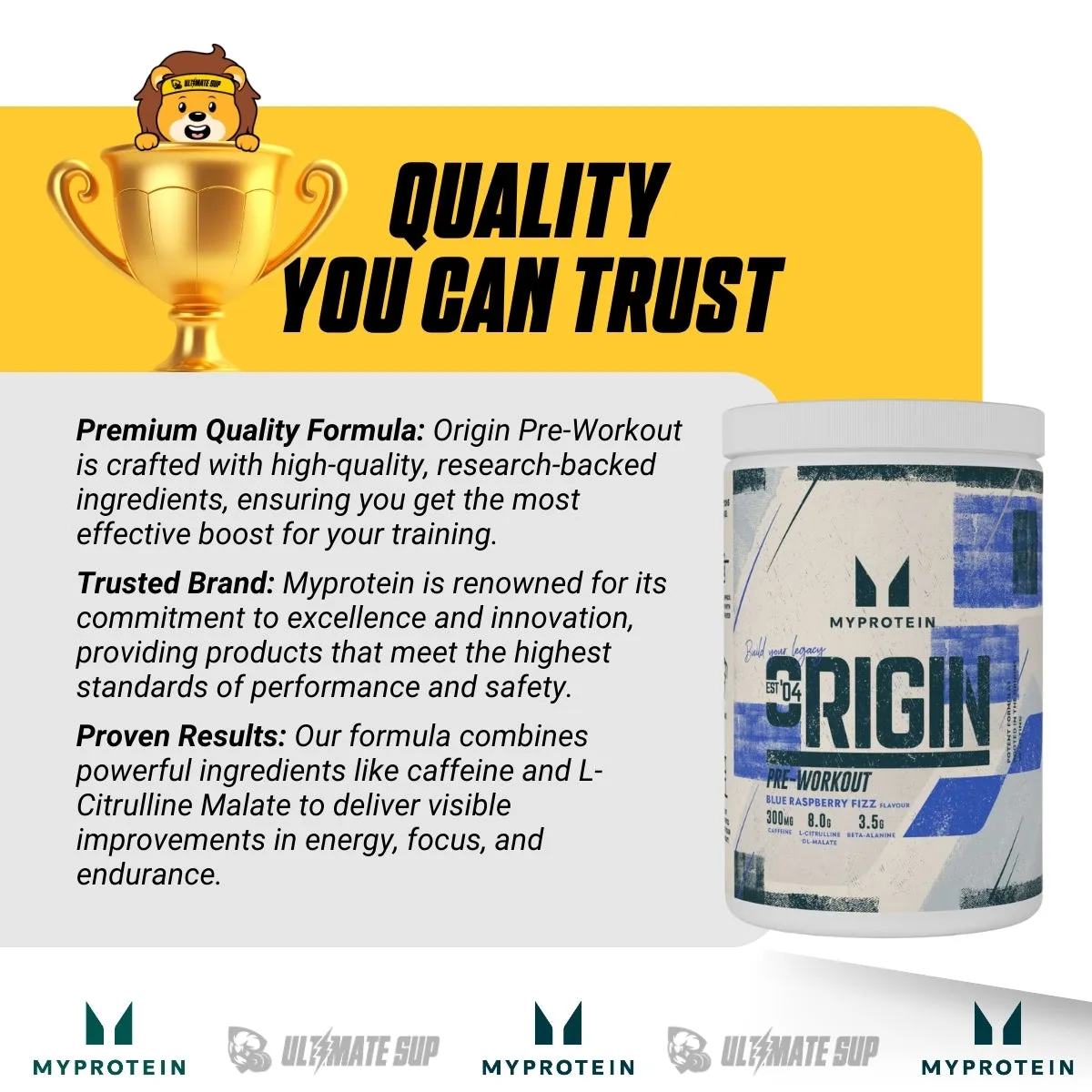 MyProtein Origin Pre Workout, 300mg Caffeine, Elevate Endurance, Boost Performance, Various Flavors, 600g, 60 servings