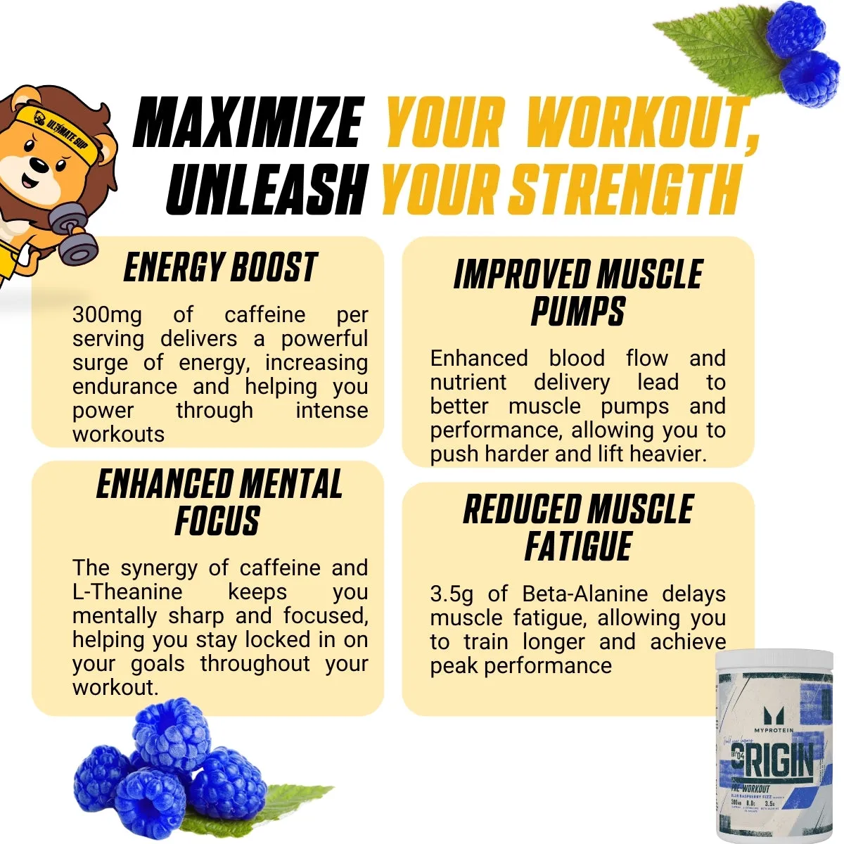 MyProtein Origin Pre Workout, 300mg Caffeine, Elevate Endurance, Boost Performance, Various Flavors, 600g, 60 servings