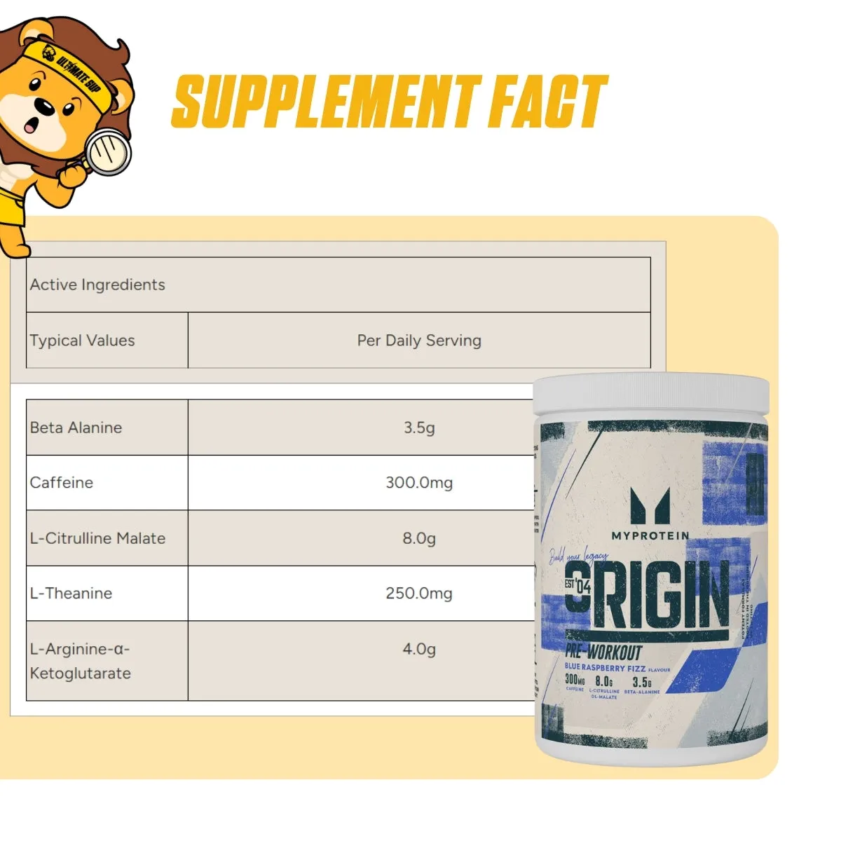 MyProtein Origin Pre Workout, 300mg Caffeine, Elevate Endurance, Boost Performance, Various Flavors, 600g, 60 servings