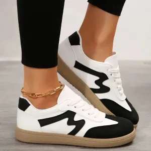 New Flat Luxury Shoes Women 2024 Autumn Classic Ladies Sneakers Women Leather Retro Low Cut Lace -up Casual Round Toe Grey White