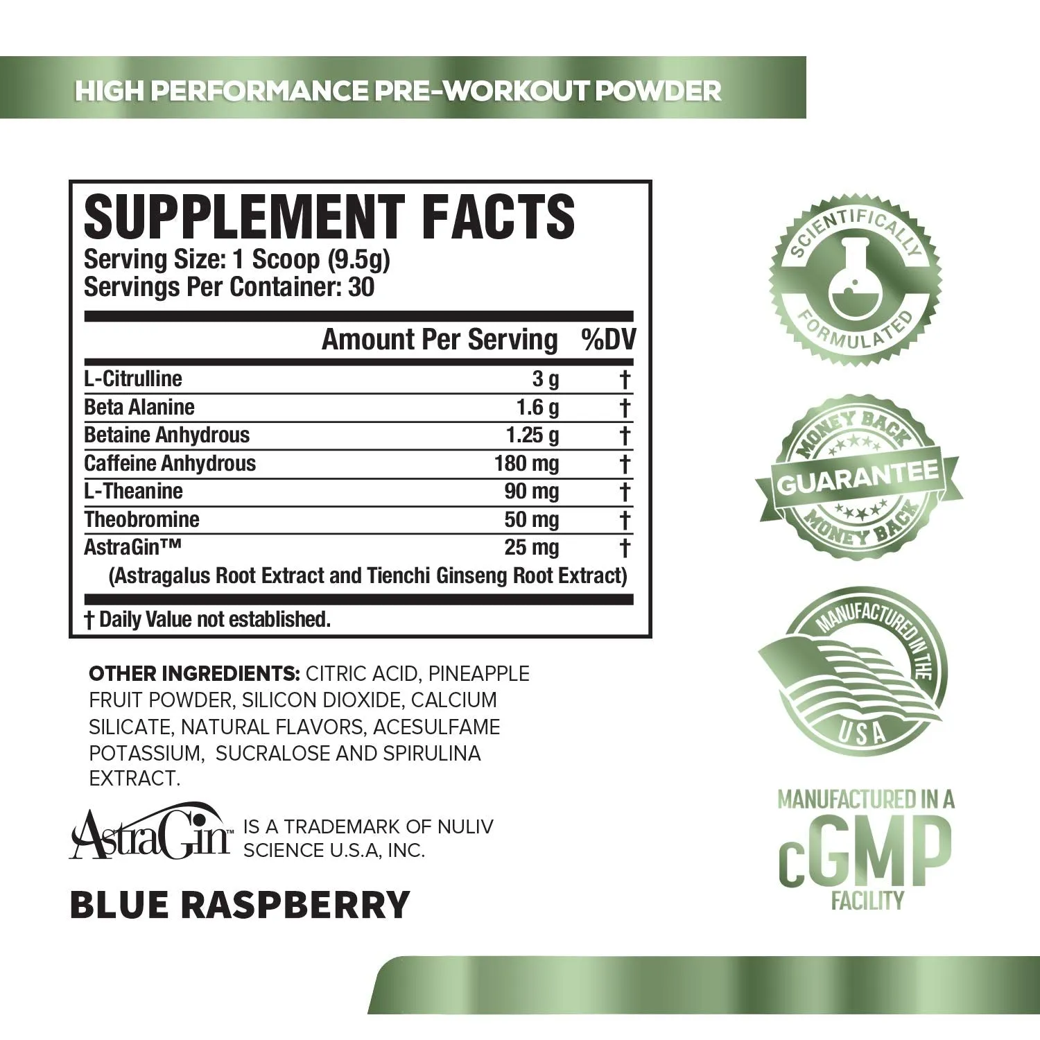 NITROSURGE Pre Workout Supplement - Endless Energy, Instant Strength Gains, Clear Focus, Intense Pumps - Nitric Oxide Booster & Powerful Preworkout Energy Powder - 30 Servings, Blue Raspberry