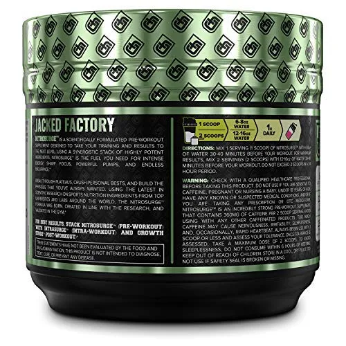 NITROSURGE Pre Workout Supplement - Endless Energy, Instant Strength Gains, Clear Focus, Intense Pumps - Nitric Oxide Booster & Powerful Preworkout Energy Powder - 30 Servings, Blue Raspberry
