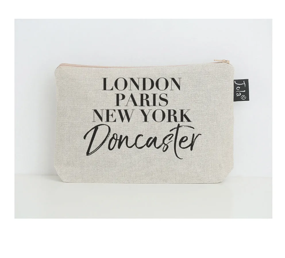 Personalised City Vogue black small make up bag
