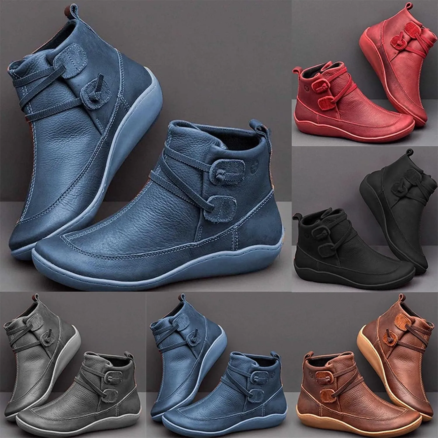 Platform Boots for Women Ankle Women's Booties Low Heel Womens Ankle Boots Hiking Boot Laces Men Closed Back Lightweight Breathable Chunky Block Low Heel Vintage
