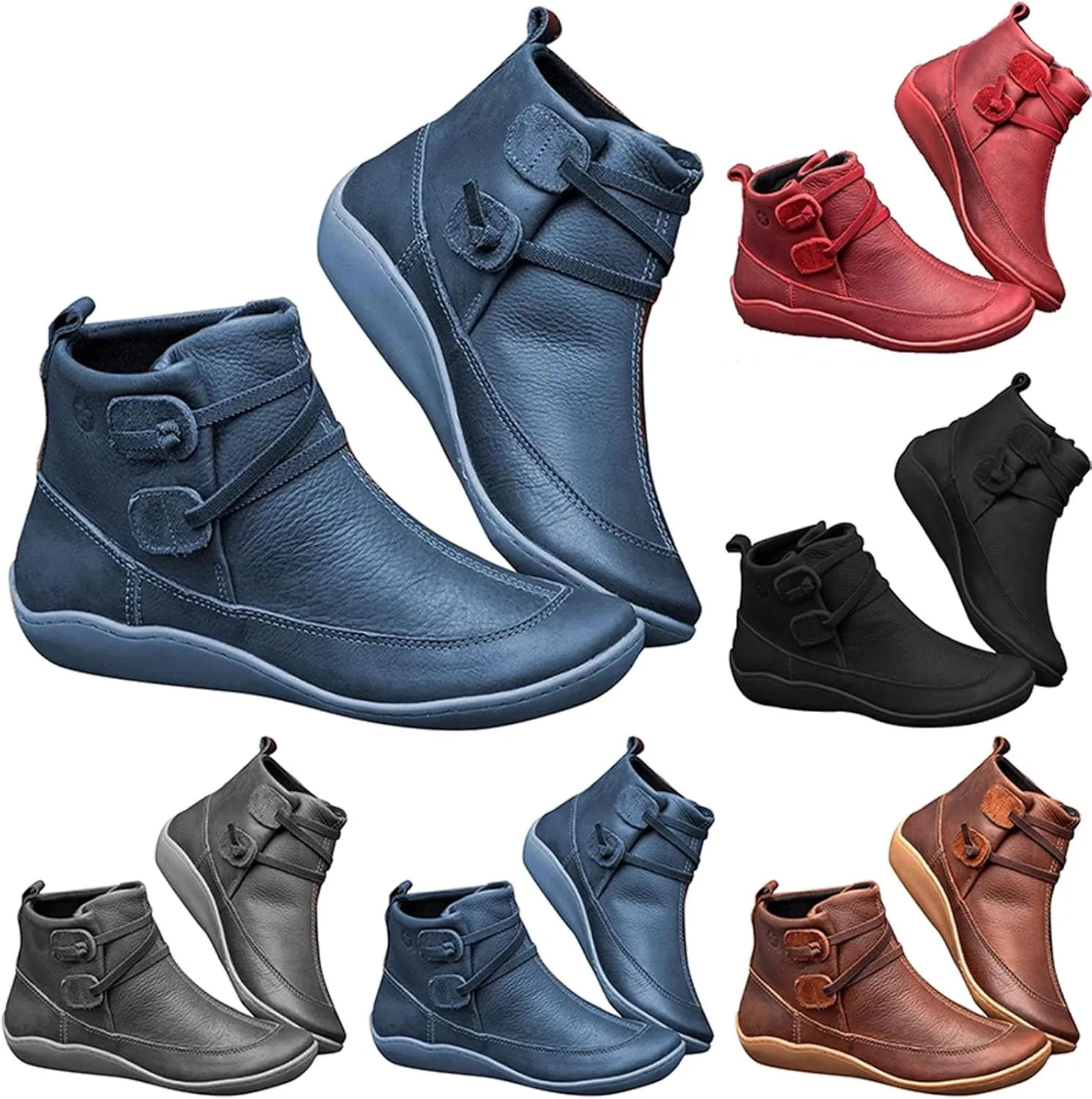 Platform Boots for Women Ankle Women's Booties Low Heel Womens Ankle Boots Hiking Boot Laces Men Closed Back Lightweight Breathable Chunky Block Low Heel Vintage