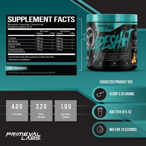 Primeval Labs Ape Sh*t Pumps Pre Workout Caffeine Free