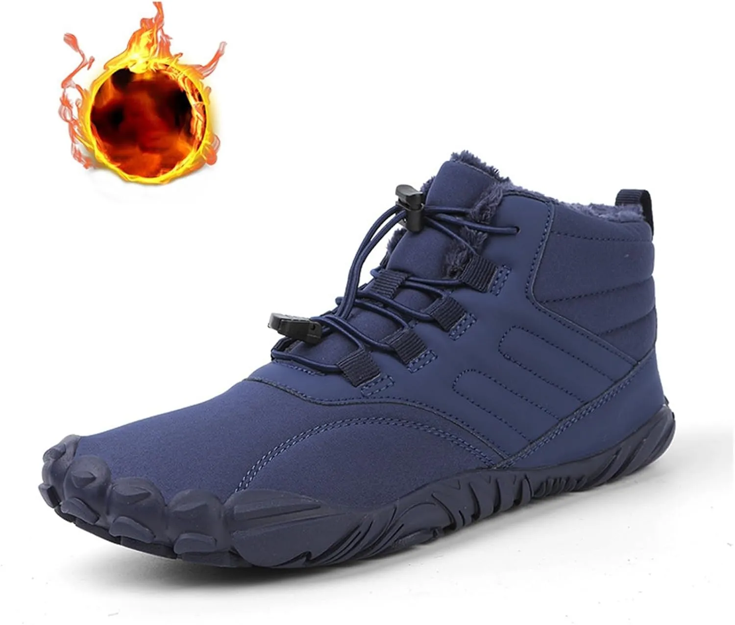 Snow Boots for Men Barefoot Shoes Waterproof Women Work Boots Hiking Sneakers Warm Fur Lined Slip Resistant Outdoor Shoes Lightweight Hike Grounded Footwear