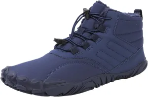 Snow Boots for Men Barefoot Shoes Waterproof Women Work Boots Hiking Sneakers Warm Fur Lined Slip Resistant Outdoor Shoes Lightweight Hike Grounded Footwear