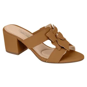 Tan Floral Slide Block Heels