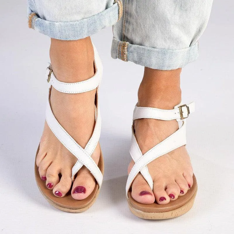 Tsonga Umnyango Leather Cork Wrap Sandals - White Cayak