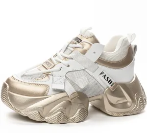 Women's Lace-Up Chunky Sneakers Casual Breathable Platform Dad Shoes
