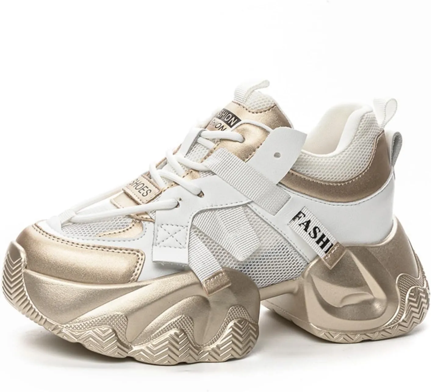 Women's Lace-Up Chunky Sneakers Casual Breathable Platform Dad Shoes