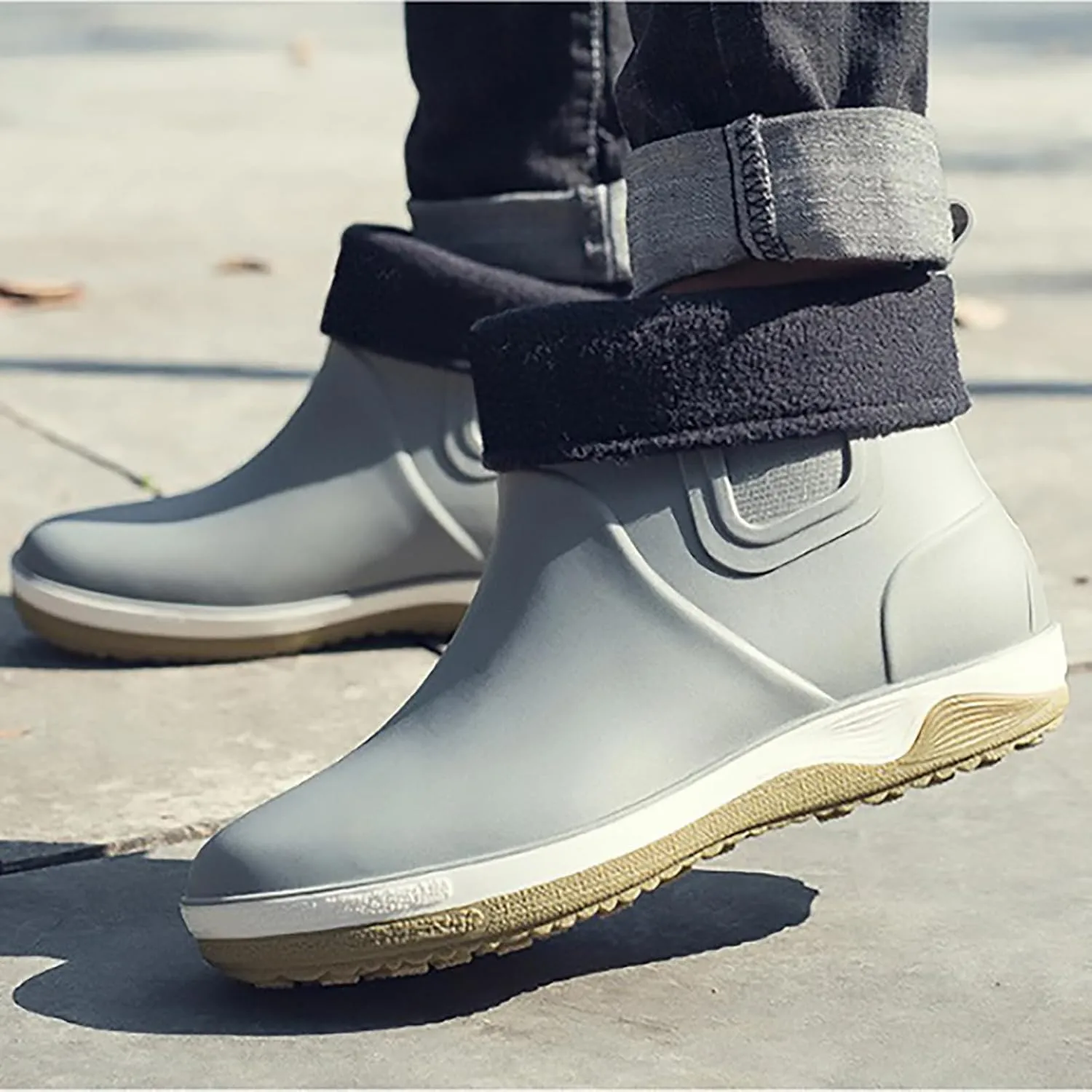 Womens Rain Boots Waterproof Fur Lined Mens Grounded Footwear Boots Ankle Booties Heels Slip On Barefoot Shoes Slip On Non-Slip Rubber Waterproof Wide Calf Boots
