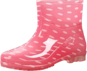 Women's Short Rain Boots Waterproof Slip On Ankle Chelsea Booties Cute Printed Rubber Outdoor Garden Shoes Rain Shoes
